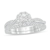 Thumbnail Image 1 of 1/2 CT. T.W. Diamond Frame Twist Shank Bridal Set in 10K White Gold