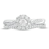 Thumbnail Image 3 of 1/2 CT. T.W. Diamond Frame Twist Shank Bridal Set in 10K White Gold