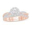 Thumbnail Image 1 of 1/2 CT. T.W. Diamond Frame Twist Shank Bridal Set in 10K Rose Gold