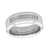 Thumbnail Image 1 of Men's 1/8 CT. T.W. Diamond Double Row Satin Inlay Comfort-Fit Wedding Band in Stainless Steel and Cobalt (1 Line)