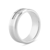 Thumbnail Image 3 of Men's 1/8 CT. T.W. Diamond Double Row Satin Inlay Comfort-Fit Wedding Band in Stainless Steel and Cobalt (1 Line)