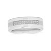 Thumbnail Image 4 of Men's 1/8 CT. T.W. Diamond Double Row Satin Inlay Comfort-Fit Wedding Band in Stainless Steel and Cobalt (1 Line)
