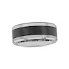 Thumbnail Image 4 of 9.0mm Beveled Edge Comfort-Fit Engravable Wedding Band in Tungsten with Brushed Black Ceramic Inlay (1 Line)