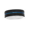 Thumbnail Image 4 of 8.0mm Satin Groove Comfort-Fit Engravable Wedding Band in Stainless Steel with Black and Blue IP (1 Line)
