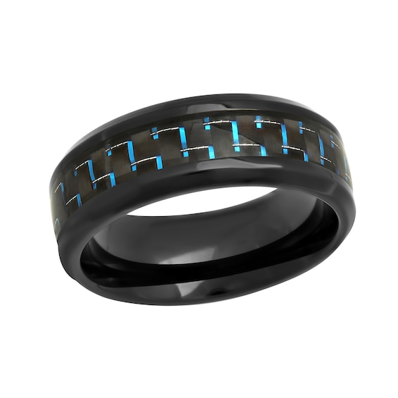 Zales Men's 8.0mm Black Stainless Steel Wedding Band