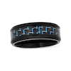 Thumbnail Image 4 of 8.0mm Engravable Wedding Band in Stainless Steel with Black and Blue IP and Woven Carbon Fiber Inlay (1 Line)