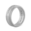 Thumbnail Image 3 of Men's 1/4 CT. T.W. Diamond Stepped Edge Comfort-Fit Engravable Wedding Band in Stainless Steel and Tungsten (1 Line)
