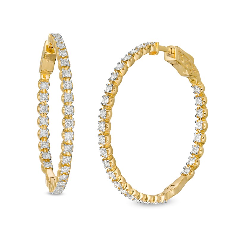 Main Image 1 of Marilyn Monroe™ Collection 2 CT. T.W. Journey Diamond Inside-Out Hoop Earrings in 10K Gold