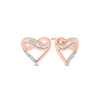 Thumbnail Image 1 of 1/10 CT. T.W. Baguette and Round Diamond Infinity Heart Stud Earrings in 10K Rose Gold