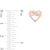 Thumbnail Image 2 of 1/10 CT. T.W. Baguette and Round Diamond Infinity Heart Stud Earrings in 10K Rose Gold