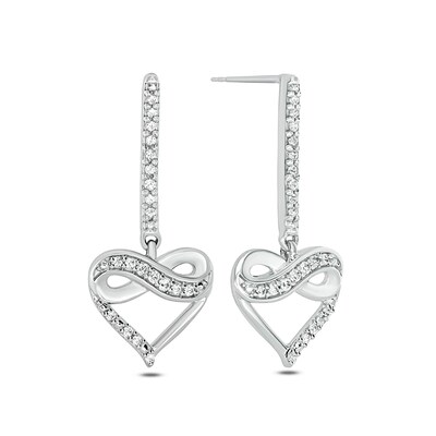 14K Solid Yellow Gold Cubic Zirconia Pearl Heart Dangling Earrings 6 Colors 14K Solid Yellow Gold Cubic Zirconia Pearl Heart Dangling Earrings 6 Colors