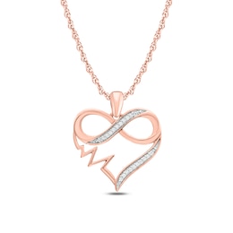 1/20 CT. T.W. Diamond Infinity Heartbeat Heart Pendant in 10K Rose Gold