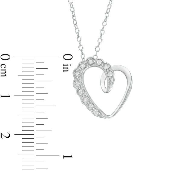 1/20 CT. T.w. Diamond Scallop Swirl Tilted Heart Pendant in Sterling Silver