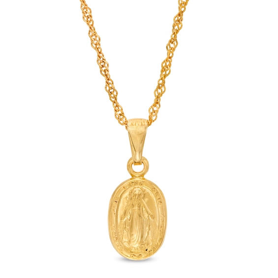 Made in Italy Virgin Mary Oval Pendant in Sterling Silver with 18K Gold Plate