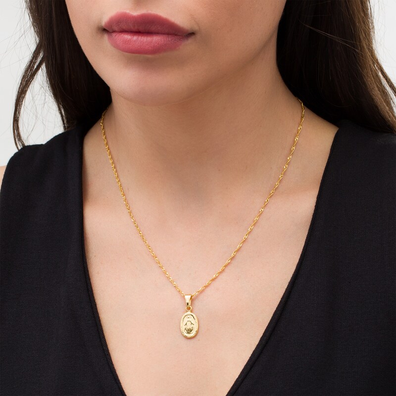 Main Image 2 of Made in Italy Virgin Mary Oval Pendant in Sterling Silver with 18K Gold Plate