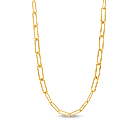 Made in Italy Diamond-Cut Paper Clip Link Necklace in Sterling Silver with 18K Gold Plate - 28"