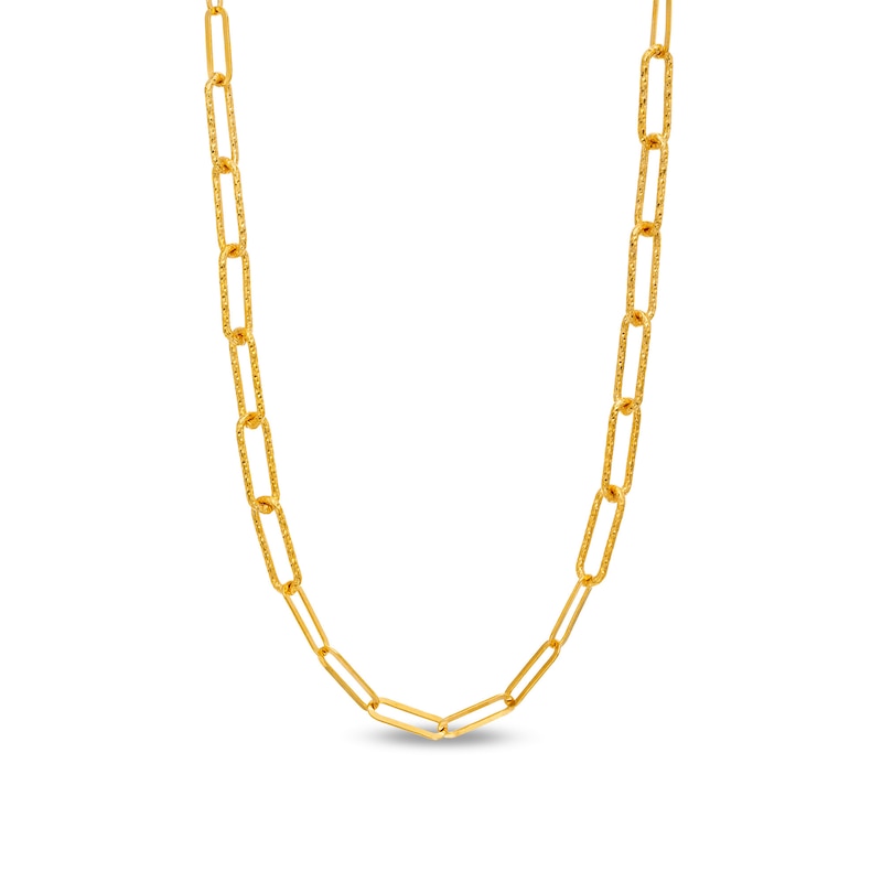 Main Image 1 of Made in Italy Diamond-Cut Paper Clip Link Necklace in Sterling Silver with 18K Gold Plate - 28"