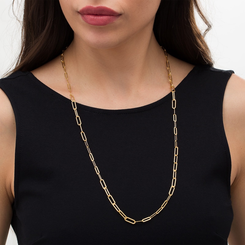 Main Image 2 of Made in Italy Diamond-Cut Paper Clip Link Necklace in Sterling Silver with 18K Gold Plate - 28"