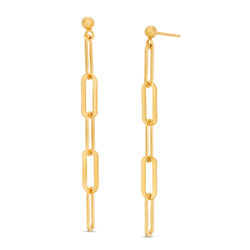 Main Image 1 of Made in Italy Paper Clip Link Linear Drop Earrings in Sterling Silver with 18K Gold Plate