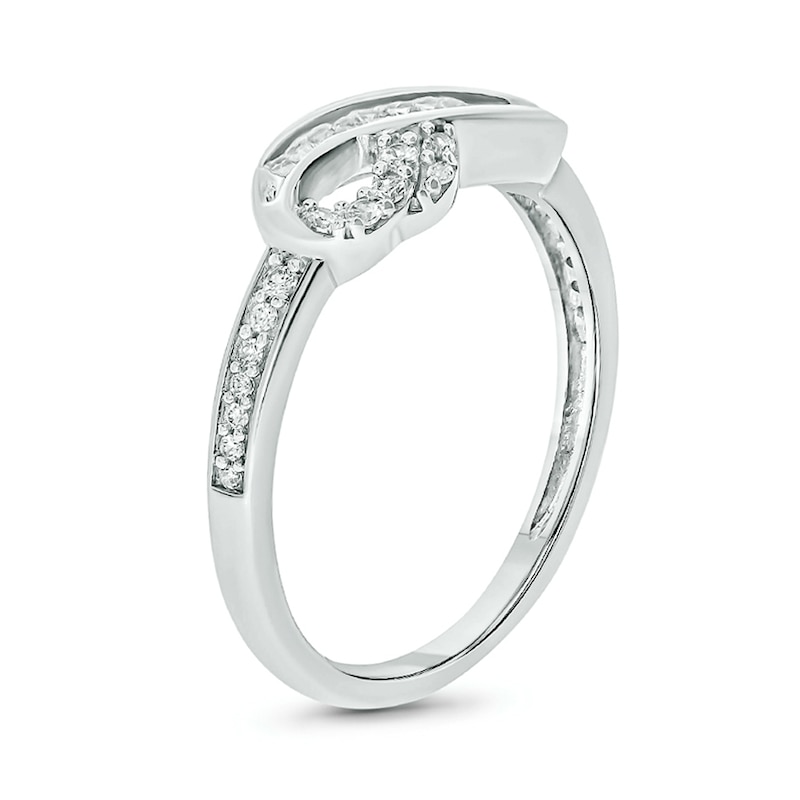 Main Image 2 of 1/4 CT. T.W. Baguette and Round Diamond Sideways Infinity Ring in 10K White Gold
