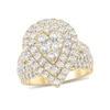 3 CT. T.W. Composite Diamond Double Pear-Shaped Frame Multi-Row Ring in 10K Gold