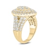 3 CT. T.W. Composite Diamond Double Pear-Shaped Frame Multi-Row Ring in 10K Gold
