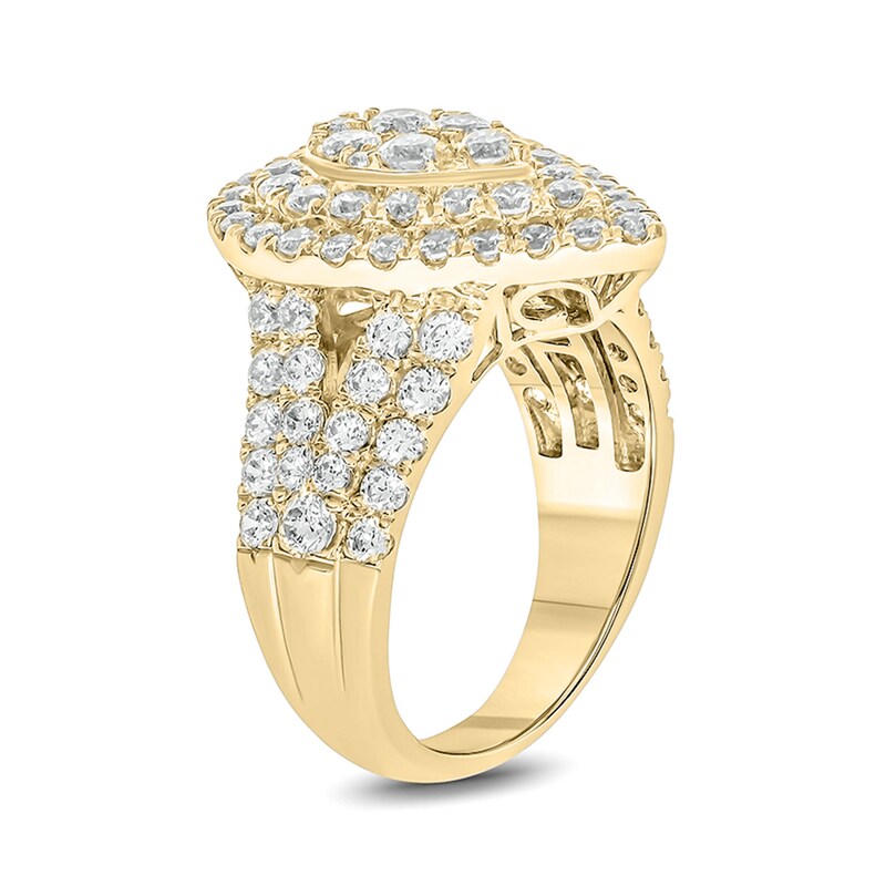 Main Image 2 of 3 CT. T.W. Composite Diamond Double Pear-Shaped Frame Multi-Row Ring in 10K Gold