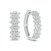 Thumbnail Image 1 of 1 CT. T.W. Composite Diamond Flower Hoop Earrings in 10K White Gold