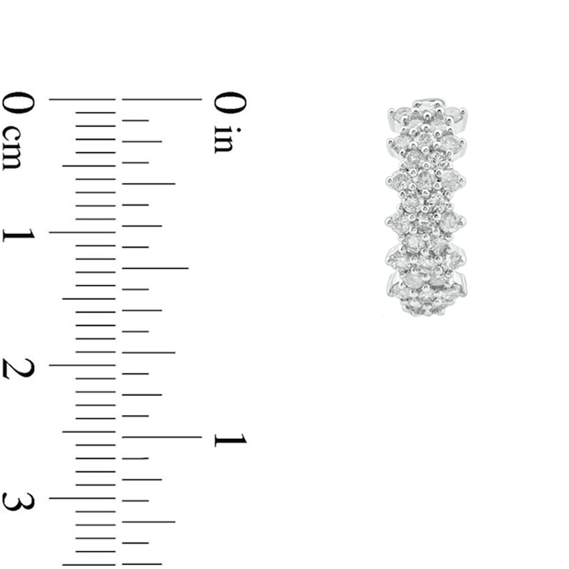Main Image 3 of 1 CT. T.W. Composite Diamond Flower Hoop Earrings in 10K White Gold
