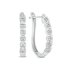 Thumbnail Image 1 of 1/2 CT. T.W. Composite Diamond Flower Hoop Earrings in 10K White Gold