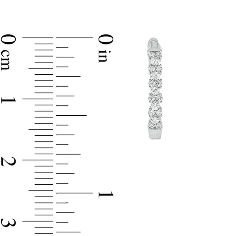 Main Image 2 of 1/2 CT. T.W. Composite Diamond Flower Hoop Earrings in 10K White Gold