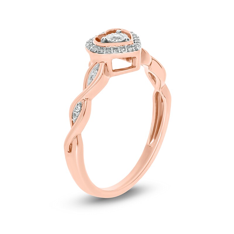 1/8 CT. T.W. Composite Diamond Heart Twist Promise Ring in 10K Rose Gold