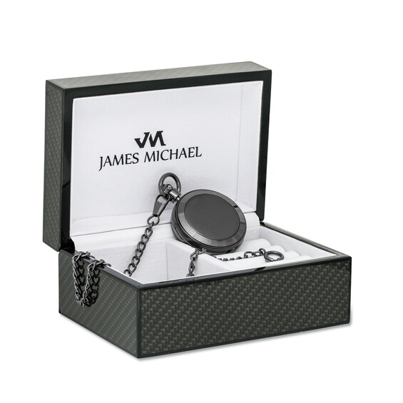 Men's James Michael Gunmetal Grey Pocket Watch with Grey Dial (Model: Pqa181144W)
