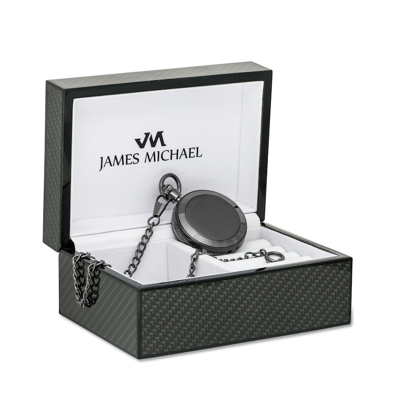 Men's James Michael Gunmetal Grey Pocket Watch with Grey Dial (Model: PQA181144W)