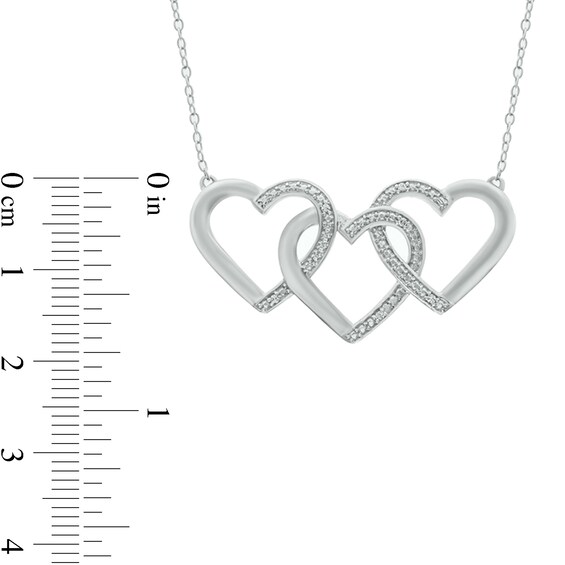 Diamond Accent Triple Interlocking Hearts Necklace in Sterling Silver