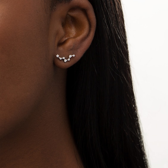1/5 CT. T.w. Diamond Pisces Constellation Stud Earrings in Sterling Silver