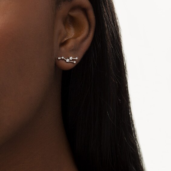 1/5 CT. T.w. Diamond Taurus Constellation Stud Earrings in Sterling Silver