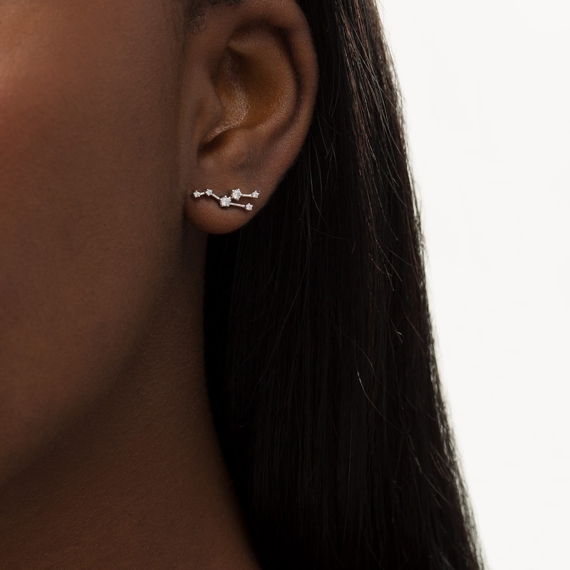 Main Image 2 of 1/5 CT. T.W. Diamond Taurus Constellation Stud Earrings in Sterling Silver