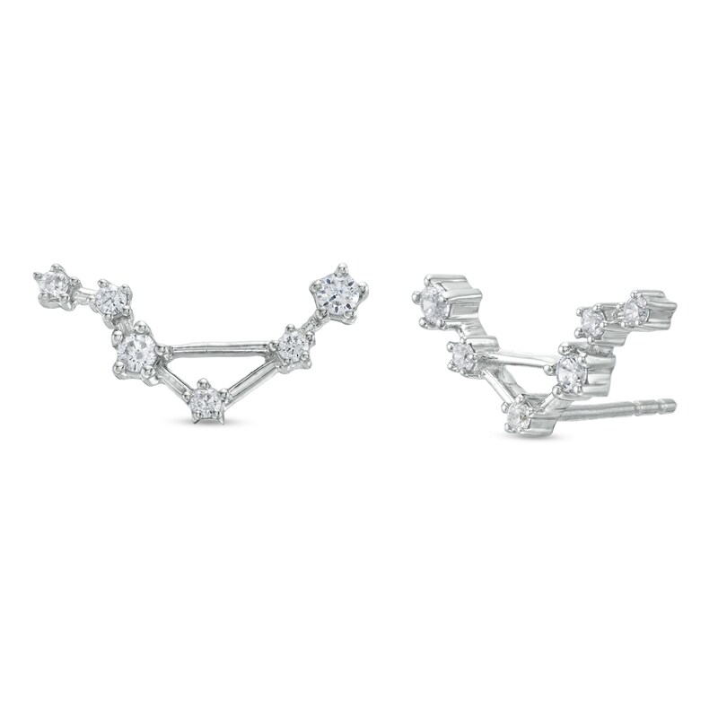 1/5 CT. T.W. Diamond Libra Constellation Stud Earrings in Sterling Silver