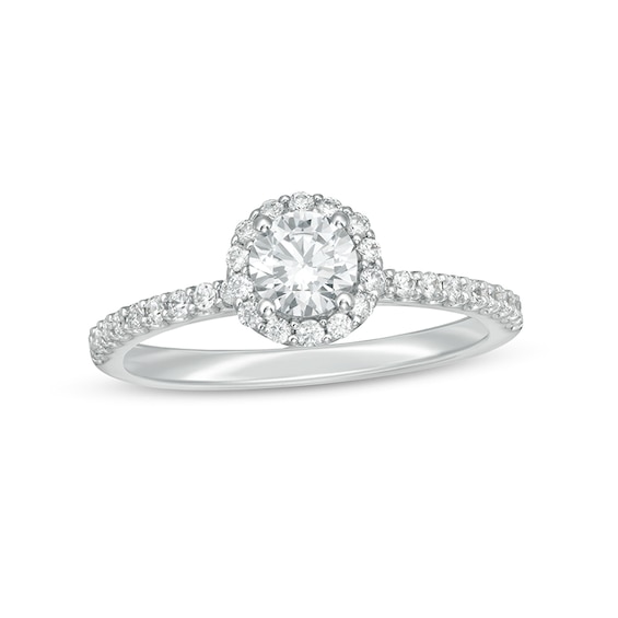 3/4 CT. T.w. Certified Lab-Created Diamond Frame Engagement Ring in 14K White Gold (F/Vs2)