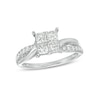 Thumbnail Image 1 of 1 CT. T.W. Princess-Cut Quad Diamond Twist Shank Engagement Ring in 14K White Gold