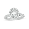 Thumbnail Image 0 of 1-1/2 CT. T.W. Certified Oval Lab-Created Diamond Double Frame Engagement Ring in 14K White Gold (F/VS2)