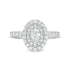 Thumbnail Image 3 of 1-1/2 CT. T.W. Certified Oval Lab-Created Diamond Double Frame Engagement Ring in 14K White Gold (F/VS2)