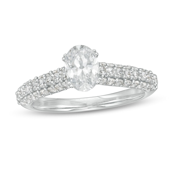 1-1/2 CT. T.w. Certified Oval Lab-Grown Diamond Engagement Ring in 14K White Gold (F/Vs2)