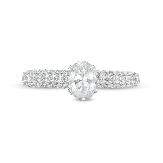 1-1/2 CT. T.w. Certified Oval Lab-Grown Diamond Engagement Ring in 14K White Gold (F/Vs2)