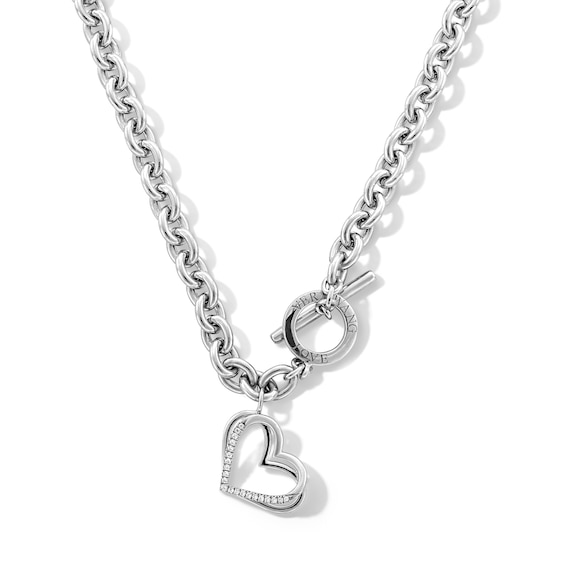 The Kindred Heart from Vera Wang Love Collection 1/10 CT. T.w. Diamond Toggle Necklace in Sterling Silver - 17"