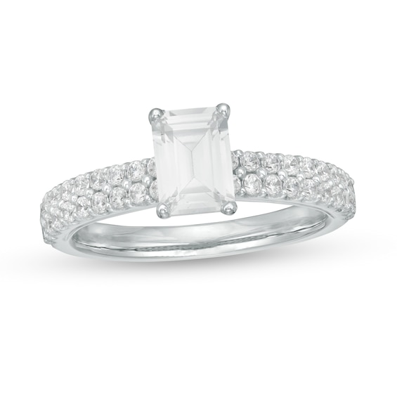1-1/4 CT. T.w. Certified Emerald-Cut Lab-Grown Diamond Engagement Ring in 14K White Gold (F/Vs2)