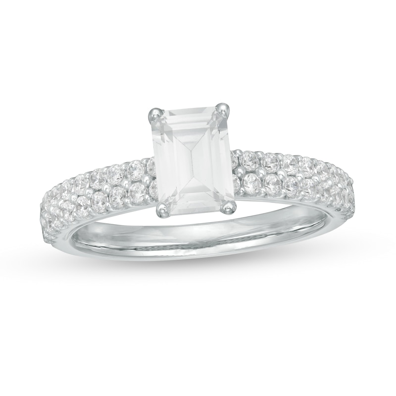 Main Image 1 of 1-1/4 CT. T.W. Certified Emerald-Cut Lab-Grown Diamond Engagement Ring in 14K White Gold (F/VS2)