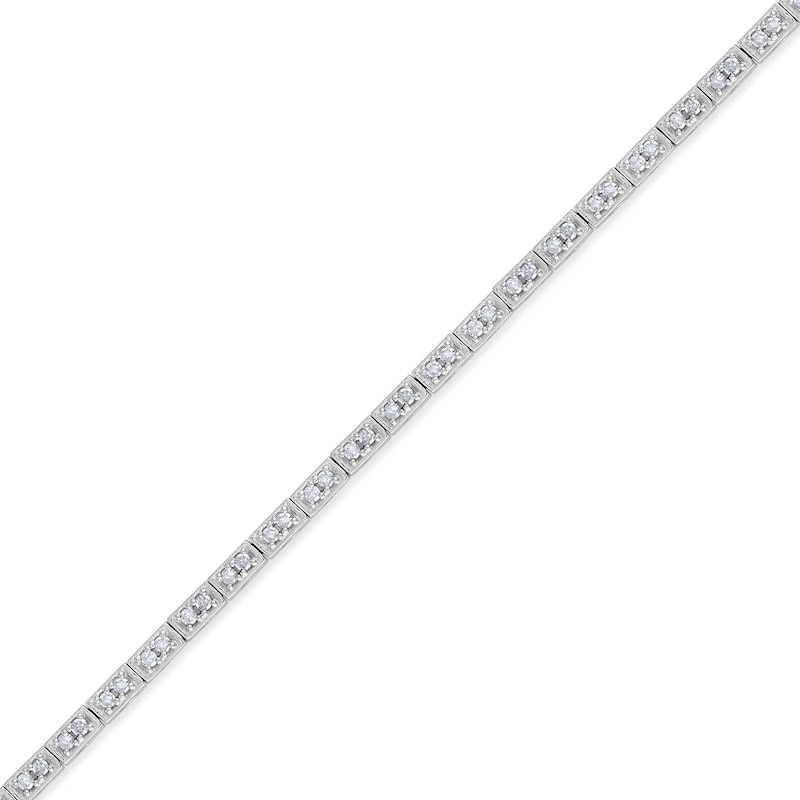 Main Image 1 of 1 CT. T.W. Square Composite Diamond Line Bracelet in Sterling Silver
