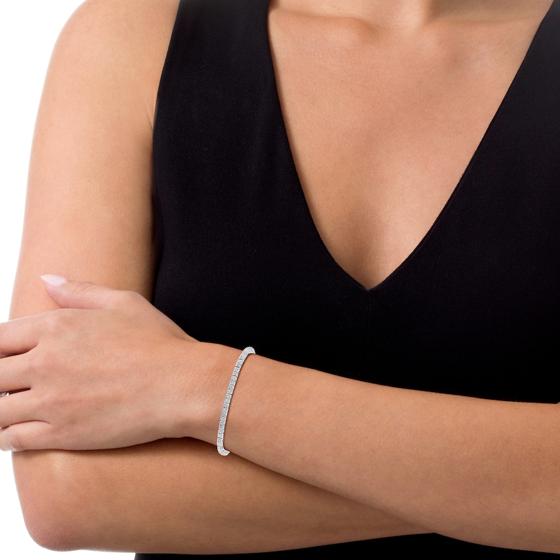 Main Image 2 of 1 CT. T.W. Square Composite Diamond Line Bracelet in Sterling Silver
